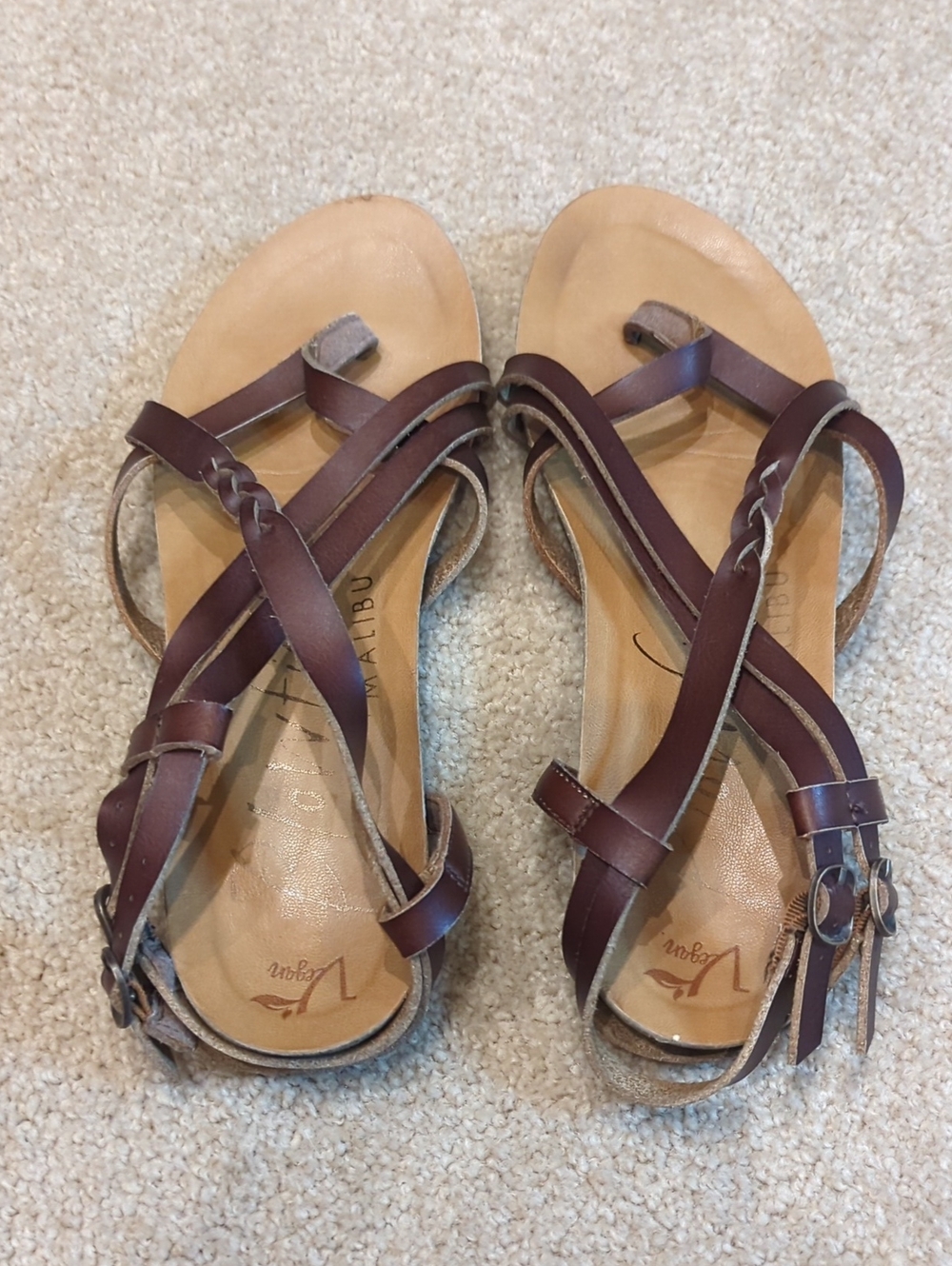 Women's Crisscross Vegan Leather Sandals with Double Buckle